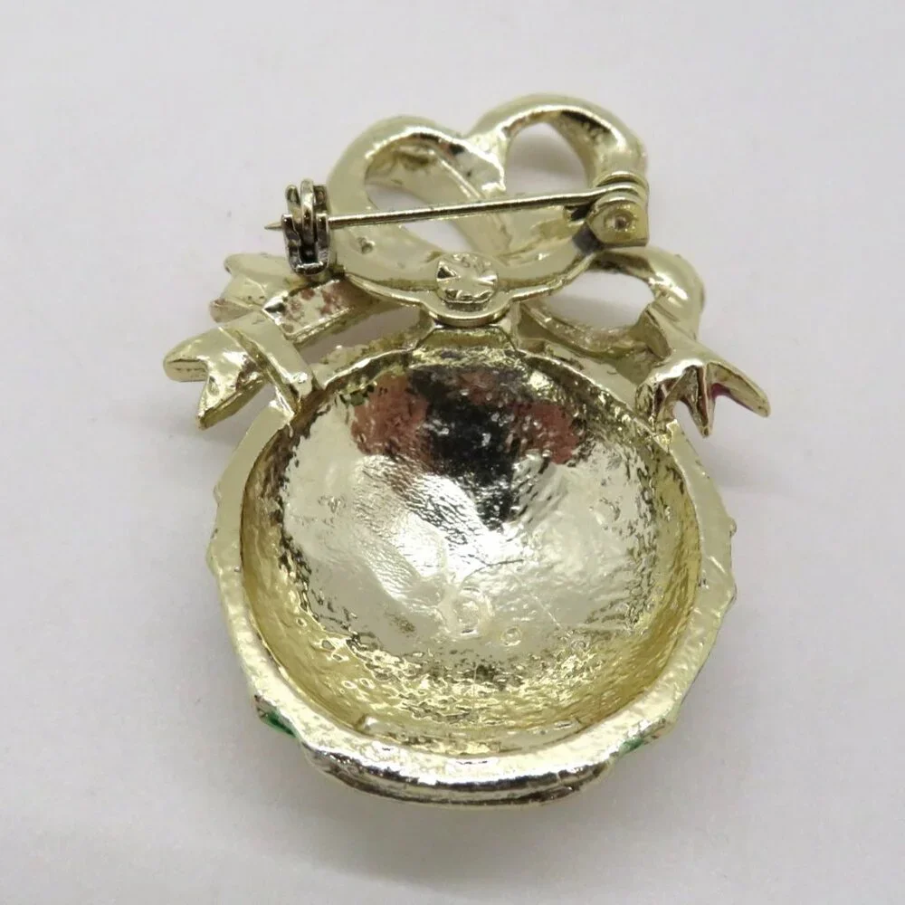 Vintage Gerrys Brooch Gold Tone‎ Enamel Christmas Ornament 2